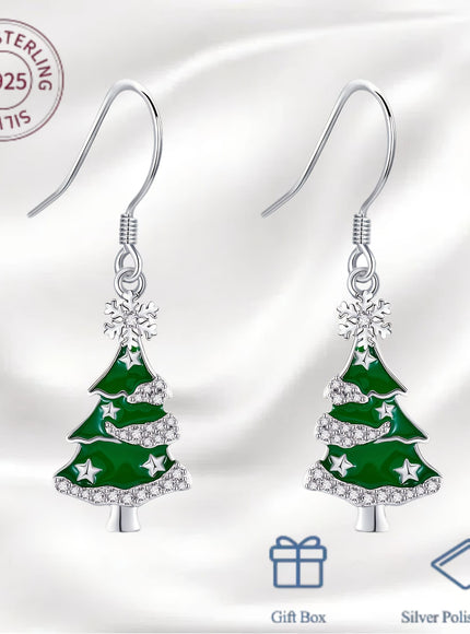 KissICON 925 Sterling Silver Sterling Silver Christmas Tree Earrings – Gifts Her