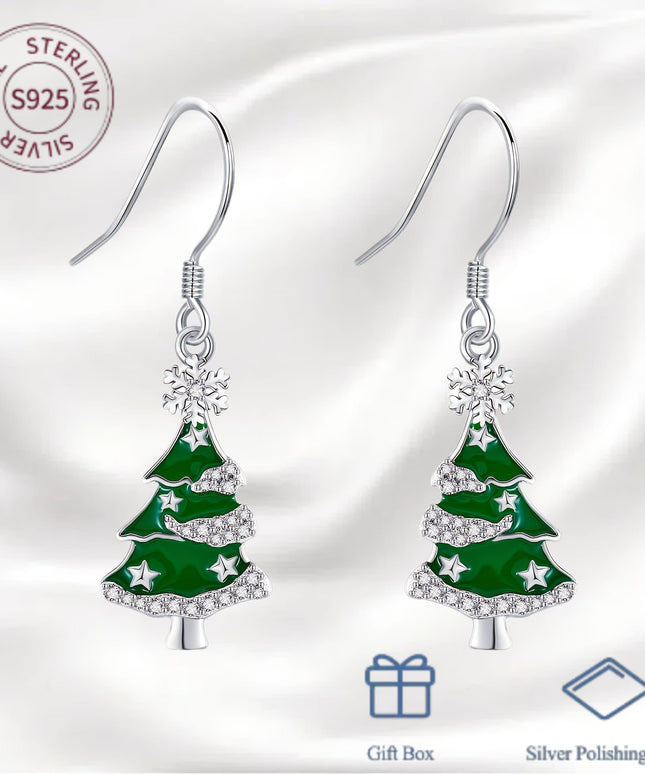 KissICON 925 Sterling Silver Sterling Silver Christmas Tree Earrings – Gifts Her