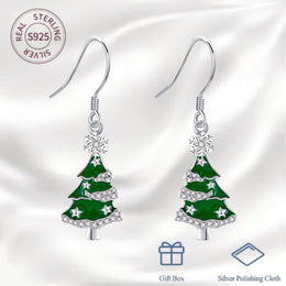 KissICON 925 Sterling Silver Sterling Silver Christmas Tree Earrings – Gifts Her