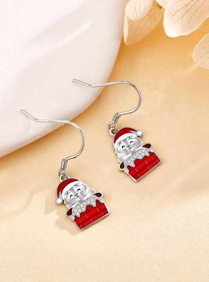 KissICON 925 Sterling Silver Sterling Silver Father Christmas Earrings – Festive