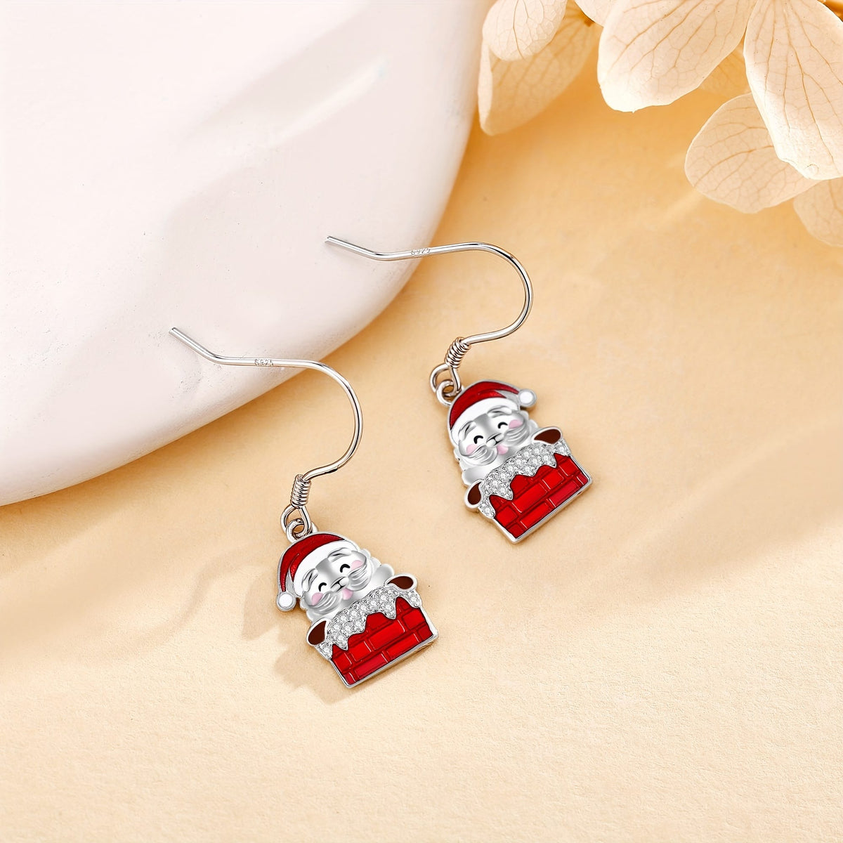 KissICON 925 Sterling Silver Sterling Silver Father Christmas Earrings – Festive