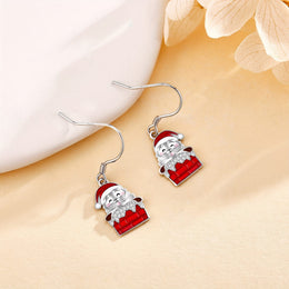 KissICON 925 Sterling Silver Sterling Silver Father Christmas Earrings – Festive