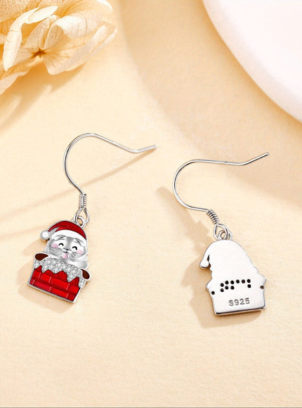 KissICON 925 Sterling Silver Sterling Silver Father Christmas Earrings – Festive