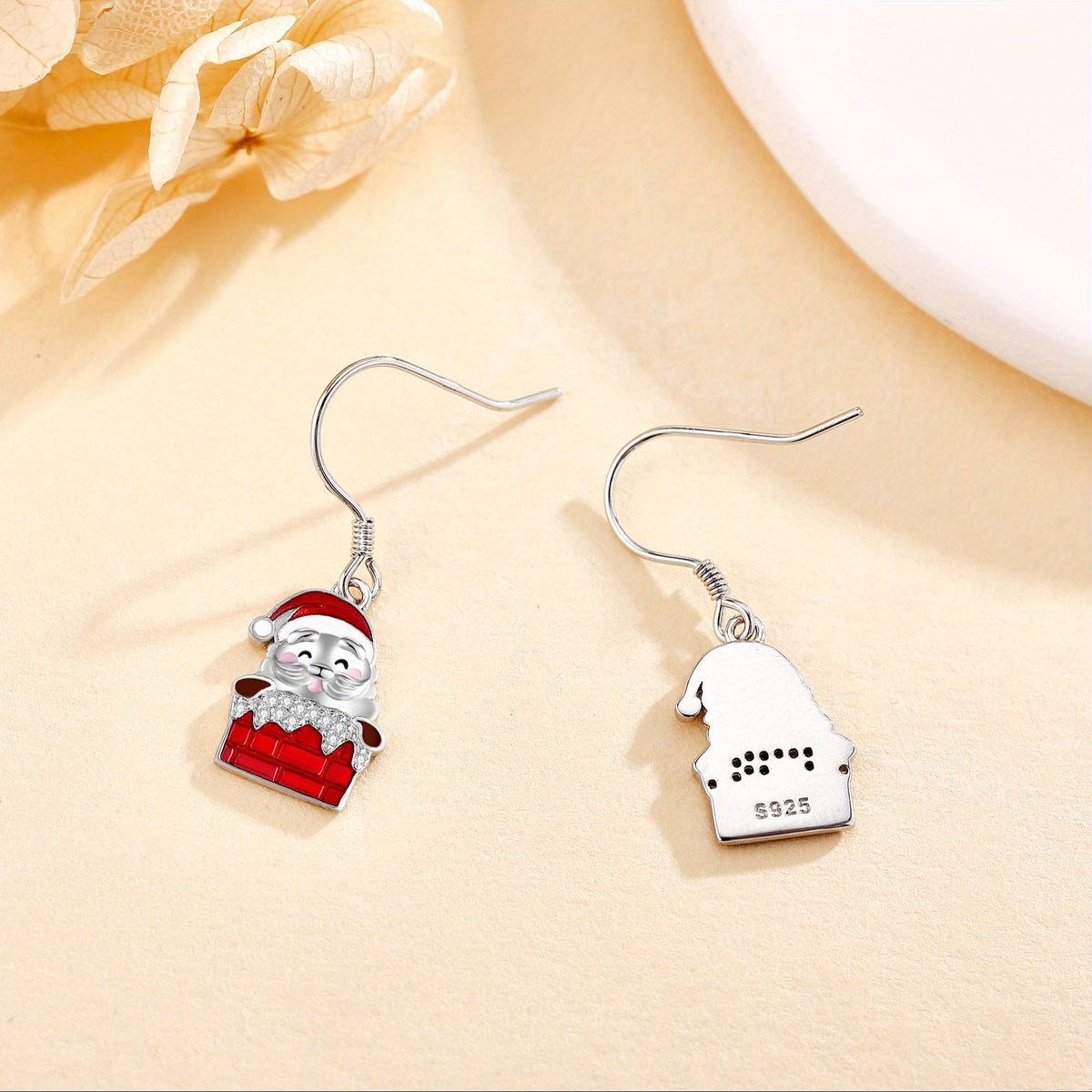 KissICON 925 Sterling Silver Sterling Silver Father Christmas Earrings – Festive