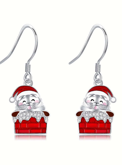 KissICON 925 Sterling Silver Sterling Silver Father Christmas Earrings – Festive