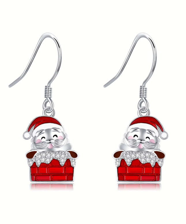 KissICON 925 Sterling Silver Sterling Silver Father Christmas Earrings – Festive