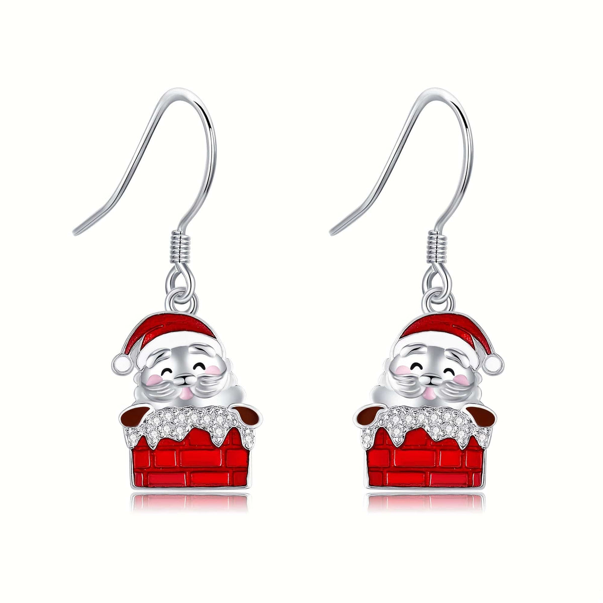 KissICON 925 Sterling Silver Sterling Silver Father Christmas Earrings – Festive