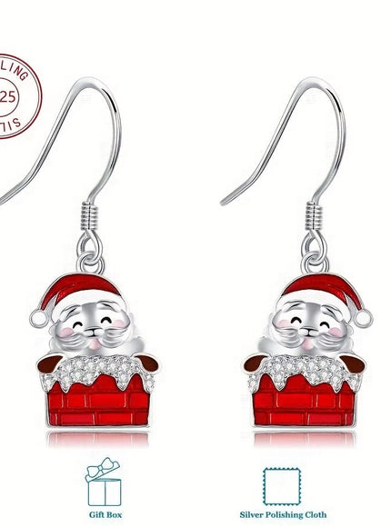 KissICON 925 Sterling Silver Sterling Silver Father Christmas Earrings – Festive