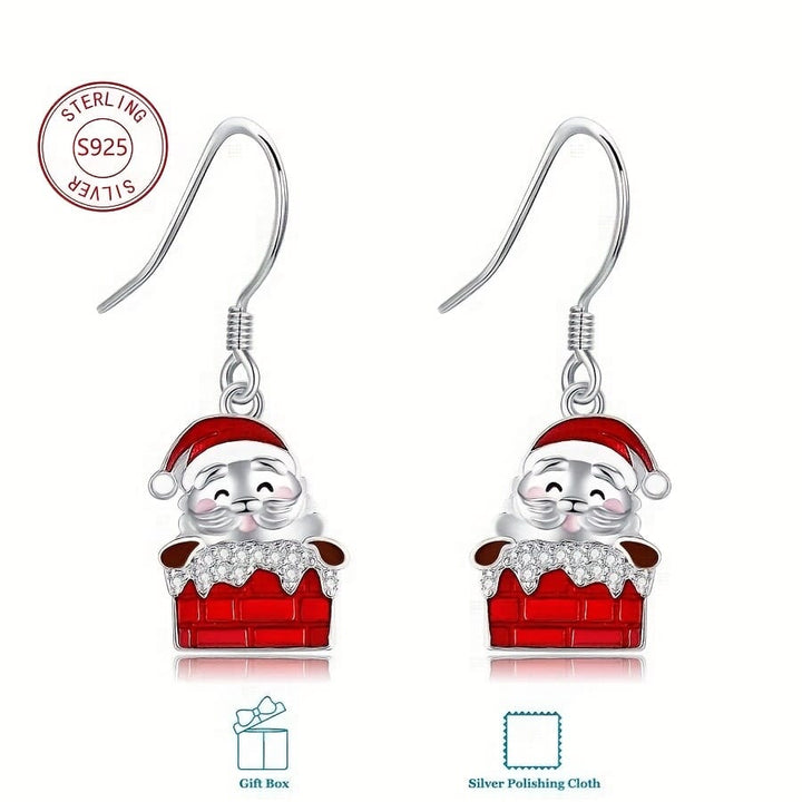 Sterling Silver Father Christmas Earrings – Festive