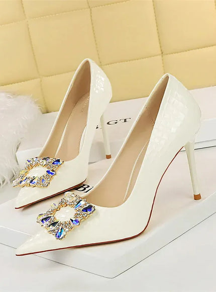 KissICON 9283-3 White / 35 / CHINA Women Elegant High Heel Stiletto Pumps Pointed Toe