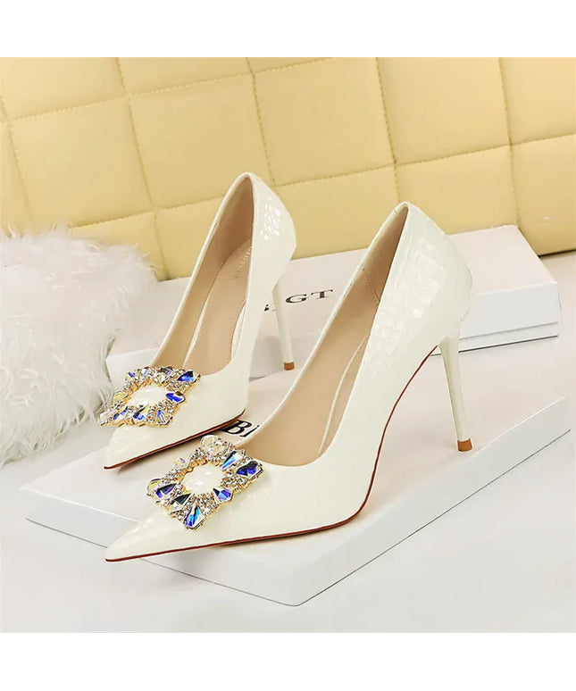 KissICON 9283-3 White / 35 / CHINA Women Elegant High Heel Stiletto Pumps Pointed Toe