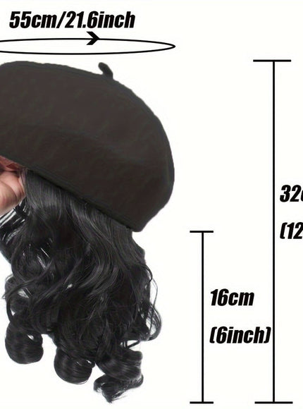 KissIcon Elegant Curly Wave Beret Wig Hat -