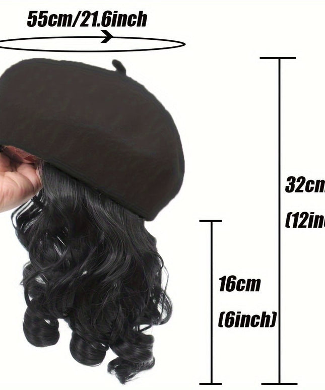 KissIcon Elegant Curly Wave Beret Wig Hat -