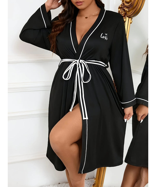 Winter Robe Black Plus Size Women's Loungewear