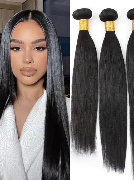 KissIcon Elegant Straight Human Hair Bundles - Double