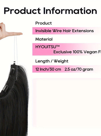 KissIcon 12in Invisible Wire Hair Extensions - Secure