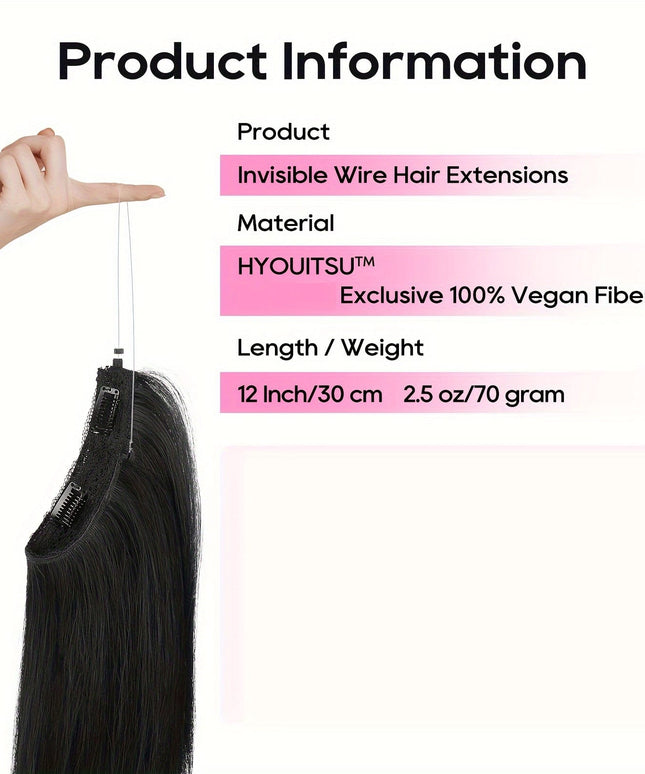 KissIcon 12in Invisible Wire Hair Extensions - Secure