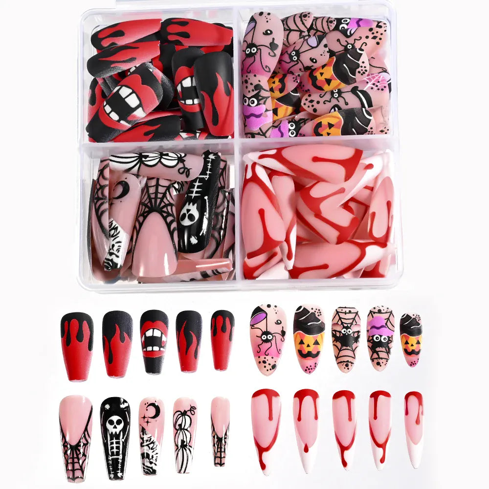 KissICON 96Pcs 9 KissIcon Halloween Ghost Pumpkin Spider False Nails -