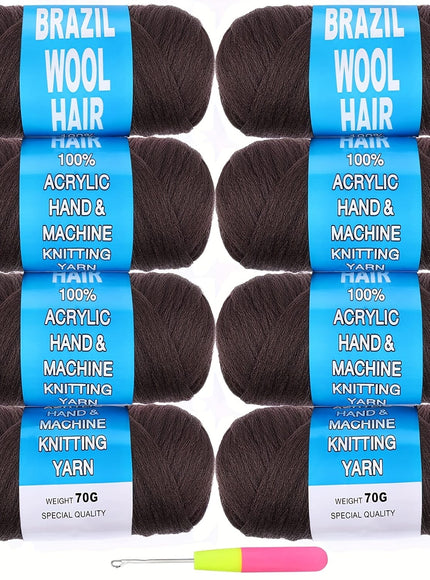 8 Pcs Black Wool Hair Braiding Crochet Extensions Bra