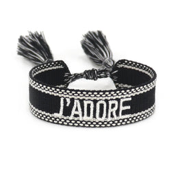 KissICON 97ja Rhinestone Embroidery Woven Bracelets Adjustable Rope Stackable Bangle For Women