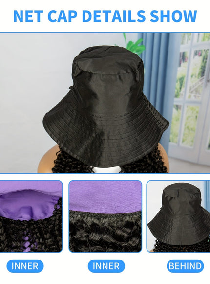 Kissicon Hat Wig Long Curly Heat