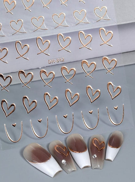 KissICON 9pcs KissIcon Heart Nail Stickers - Self Adhesive Glitter