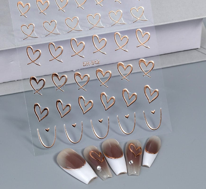 KissICON 9pcs KissIcon Heart Nail Stickers - Self Adhesive Glitter