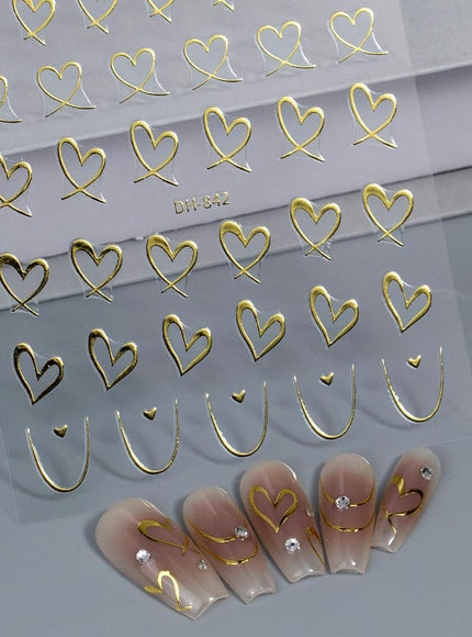 KissICON 9pcs KissIcon Heart Nail Stickers - Self Adhesive Glitter