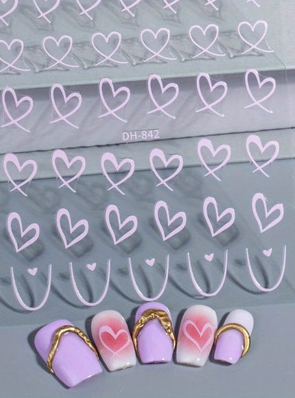 KissICON 9pcs KissIcon Heart Nail Stickers - Self Adhesive Glitter
