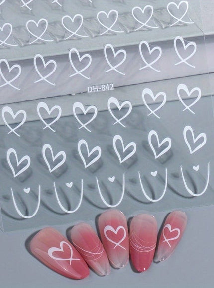 KissICON 9pcs KissIcon Heart Nail Stickers - Self Adhesive Glitter