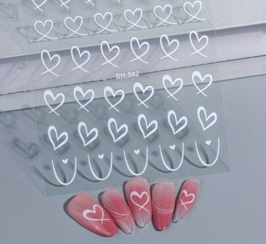 KissICON 9pcs KissIcon Heart Nail Stickers - Self Adhesive Glitter