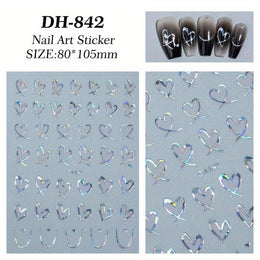 KissICON 9pcs KissIcon Heart Nail Stickers - Self Adhesive Glitter