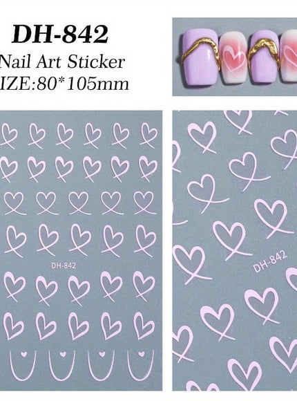 KissICON 9pcs KissIcon Heart Nail Stickers - Self Adhesive Glitter