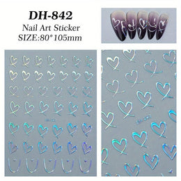 KissICON 9pcs KissIcon Heart Nail Stickers - Self Adhesive Glitter