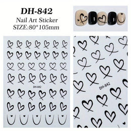 KissICON 9pcs KissIcon Heart Nail Stickers - Self Adhesive Glitter