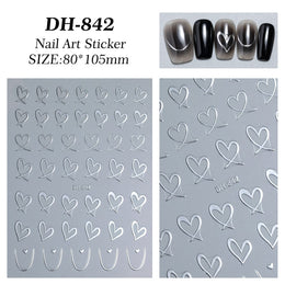 KissICON 9pcs KissIcon Heart Nail Stickers - Self Adhesive Glitter