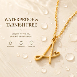 Dainty Heart Initial Necklace for Women, Gold Plated A-Z Letter Pendant, Waterproof Stainless Steel Monogram Jewelry, Personaliz