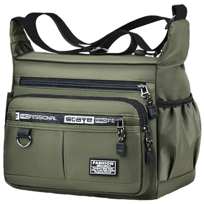 Men's Business Crossbody Bag with Multi-Layered Pockets Adjustable Shoulder Strap for Work Travel