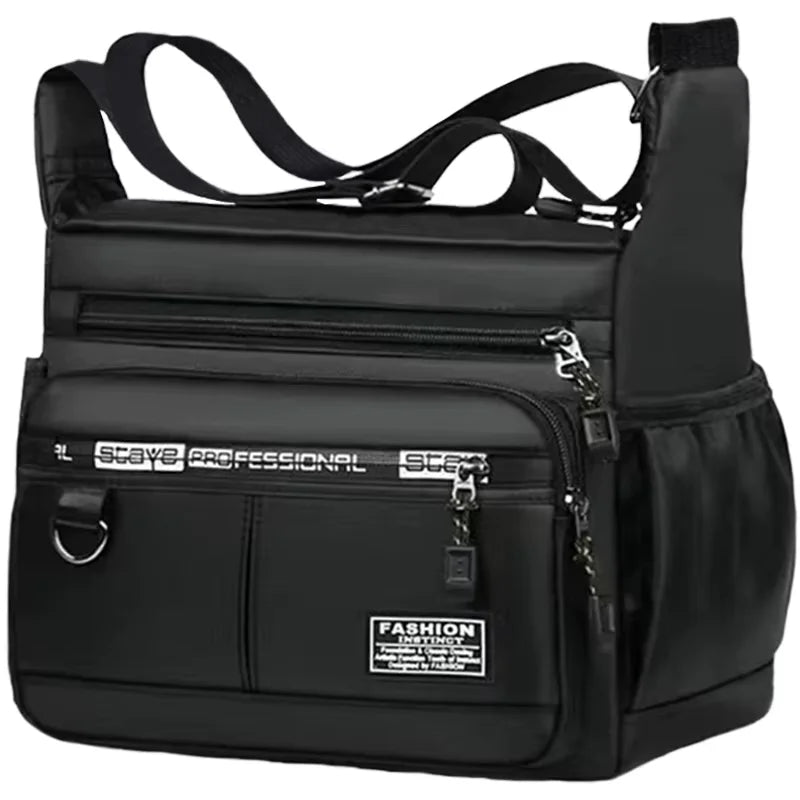 Men's Business Crossbody Bag with Multi-Layered Pockets Adjustable Shoulder Strap for Work Travel