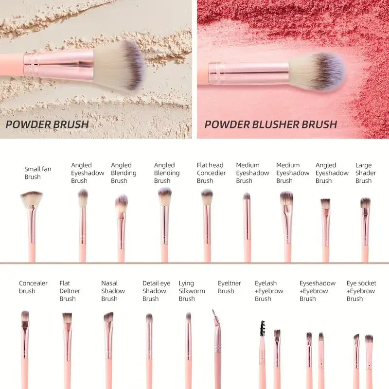 KissICON KissICON Pink Pro Makeup Brush Set – 20 or 40 Piece Large Brushes