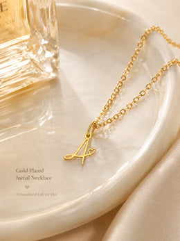 Dainty Heart Initial Necklace for Women, Gold Plated A-Z Letter Pendant, Waterproof Stainless Steel Monogram Jewelry, Personaliz