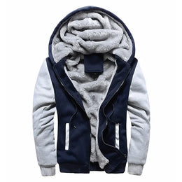 KissICON Blue Grey / XXXL Mens Camo Thicken Fleece Lined Winter Streetwear Jacket
