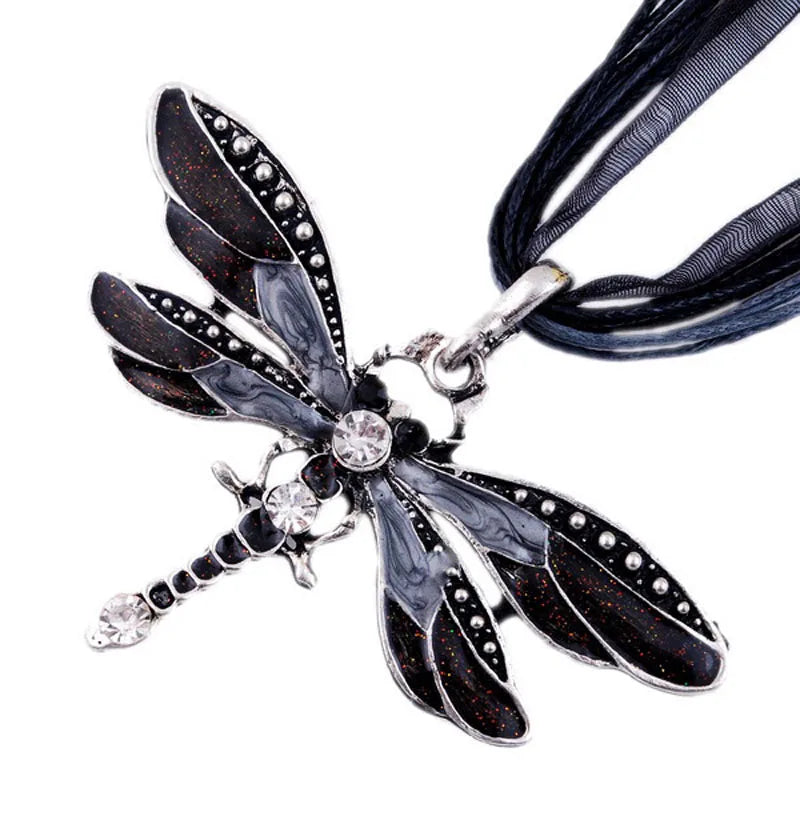 SUMENG New ParagraphWomen Crystal Dragonfly Ribbon Casual Pendant Necklace For Women Ewelry 2024 Gifts