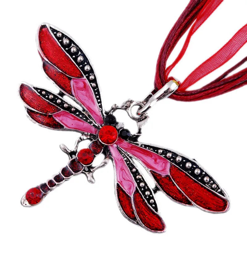 SUMENG New ParagraphWomen Crystal Dragonfly Ribbon Casual Pendant Necklace For Women Ewelry 2024 Gifts