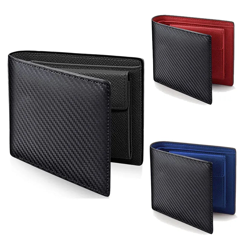 Man Wallet Carbon Fiber PU Leather Two-Fold Wallet - Perfect for Men and Women Fashion Multi-Card Organizer and Change Pocket
