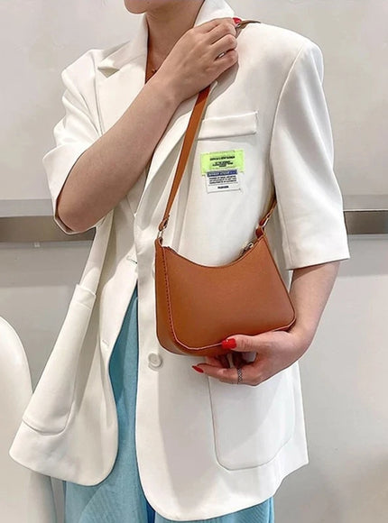 New Women's Fashion Handbags Retro Solid Color PU Leather Shoulder Underarm Bag Casual Women Hobos Handbags