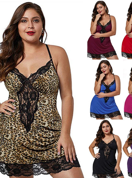 Women Spaghetti Straps Nightgowns Lace Sexy Sleepdress Plus Size Nightdress Satin Lingerie Sets Women's Pajamas Home Clothes