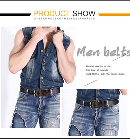 Men Genuine Leather Braided Belts Webbing High Quality Hand Vintage Belts for Men Gold Pin Buckle Casual for Jeans Strap HQ212