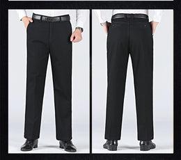 New Arrival 100% Cotton Summer Autumn Men's Casual Pants Fashion Solid Black Beige Gentle Thicken Trousers Brand Smart Suit Pant