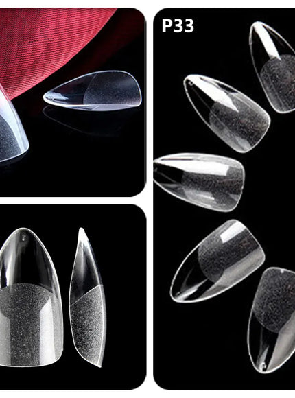 KissIcon Nail Tips 504Pcs Clear Coffin Stiletto Easy